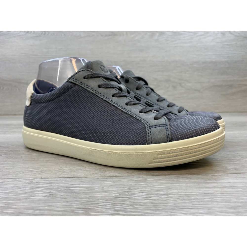 ECCO Soft 7 Women's Grey Blue Mesh Leather Sneakers Shoes Size 37 US 6-6.5